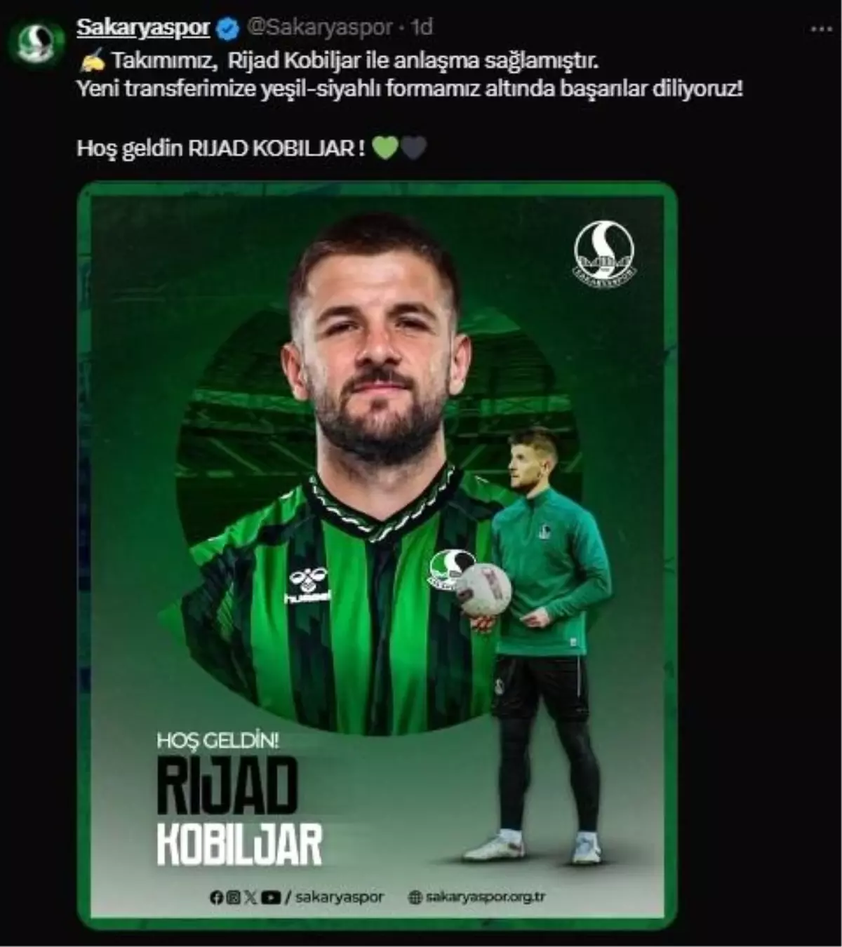 Sakaryaspor, Rijad Kobiljar\'ı Transfer Etti