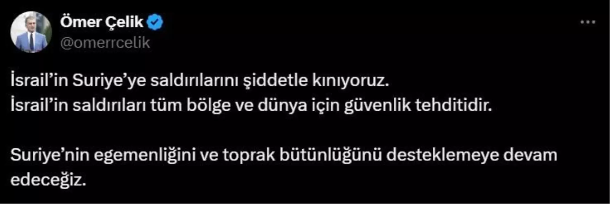 Ömer Çelik\'ten İsrail\'in Suriye Saldırısına Kınama