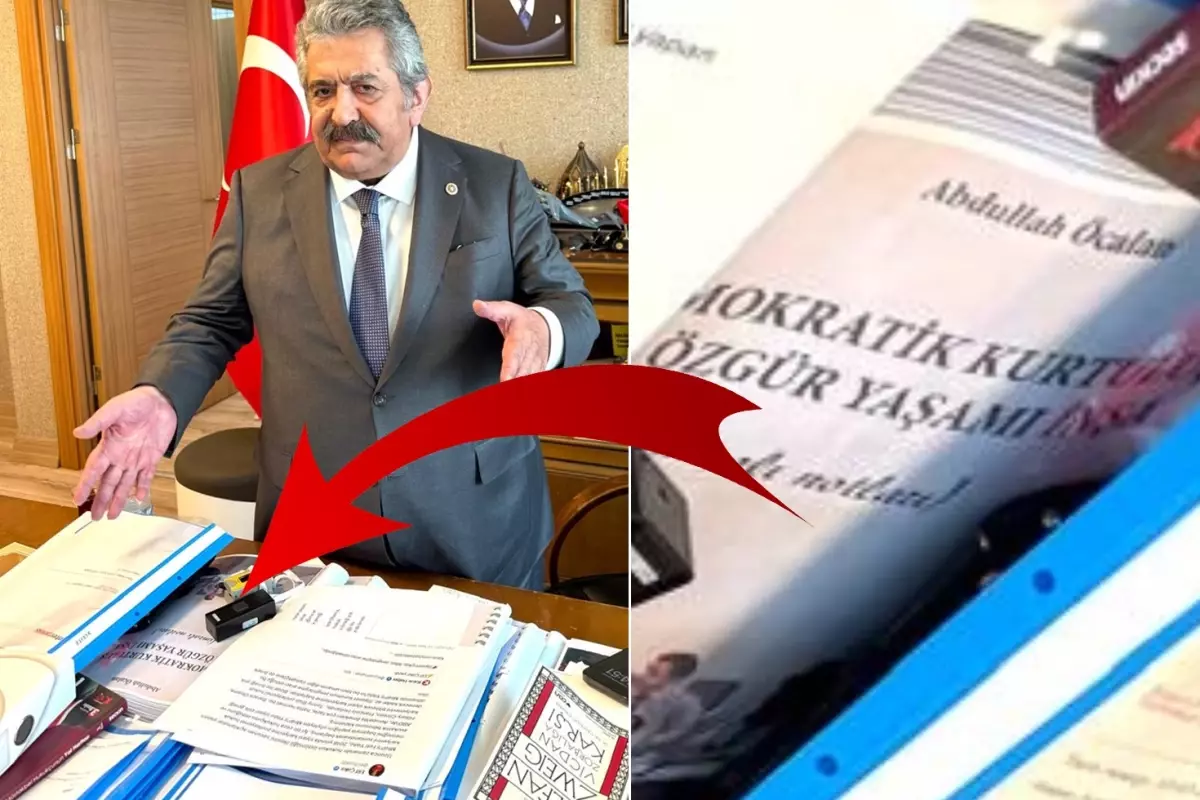 MHP\'li Feti Yıldız\'ın odasında dikkat çeken detay! Öcalan\'ın kitabı masasında