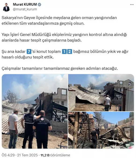 Sakarya'da Orman Yangını Bilecik'e Ulaştı