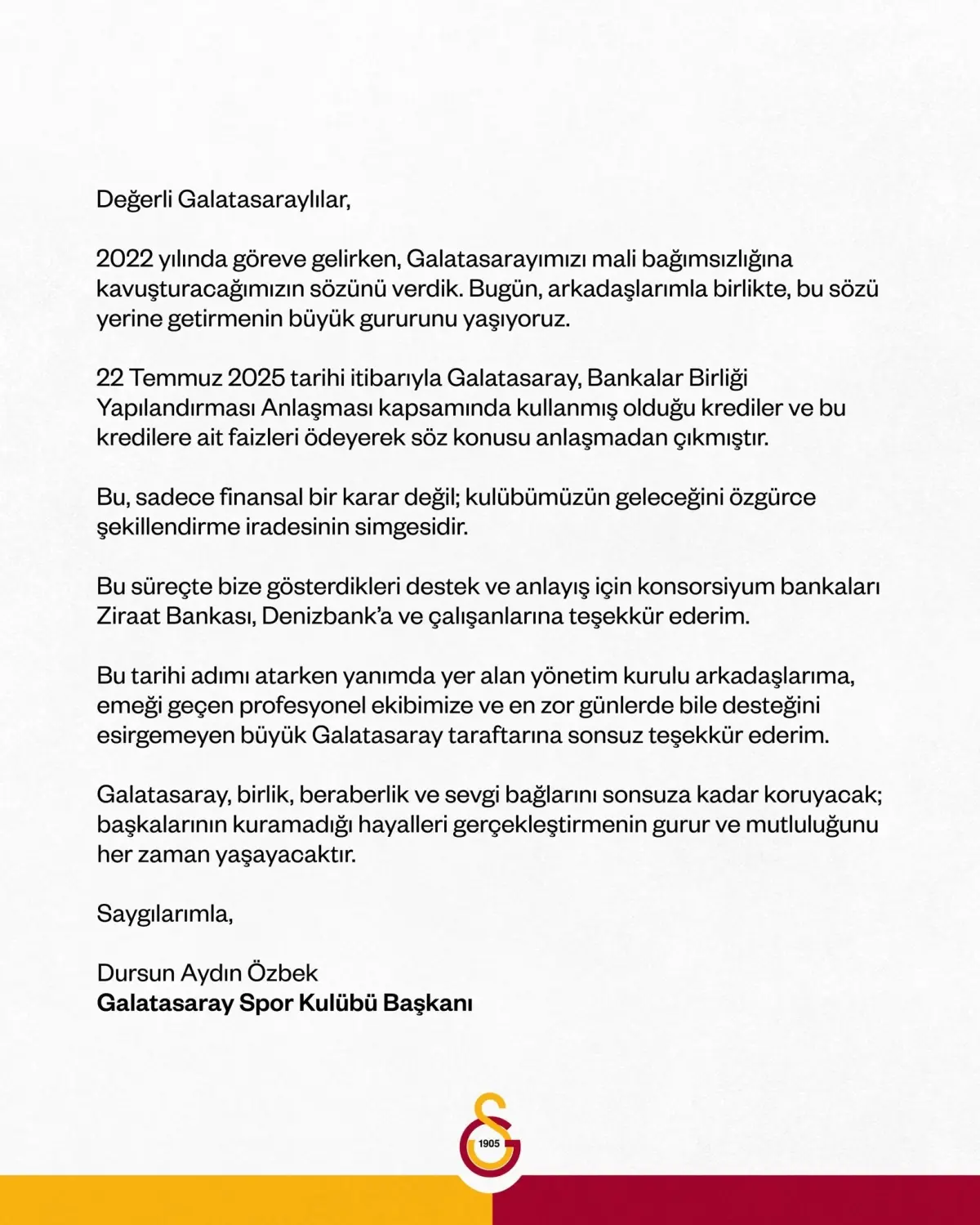 Galatasaray Kredi Borçlarını Kapattı