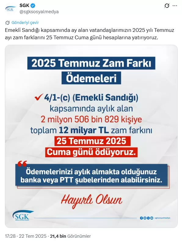 Emekliye zam farkı müjdesi! O tarihte hesaplara yatacak