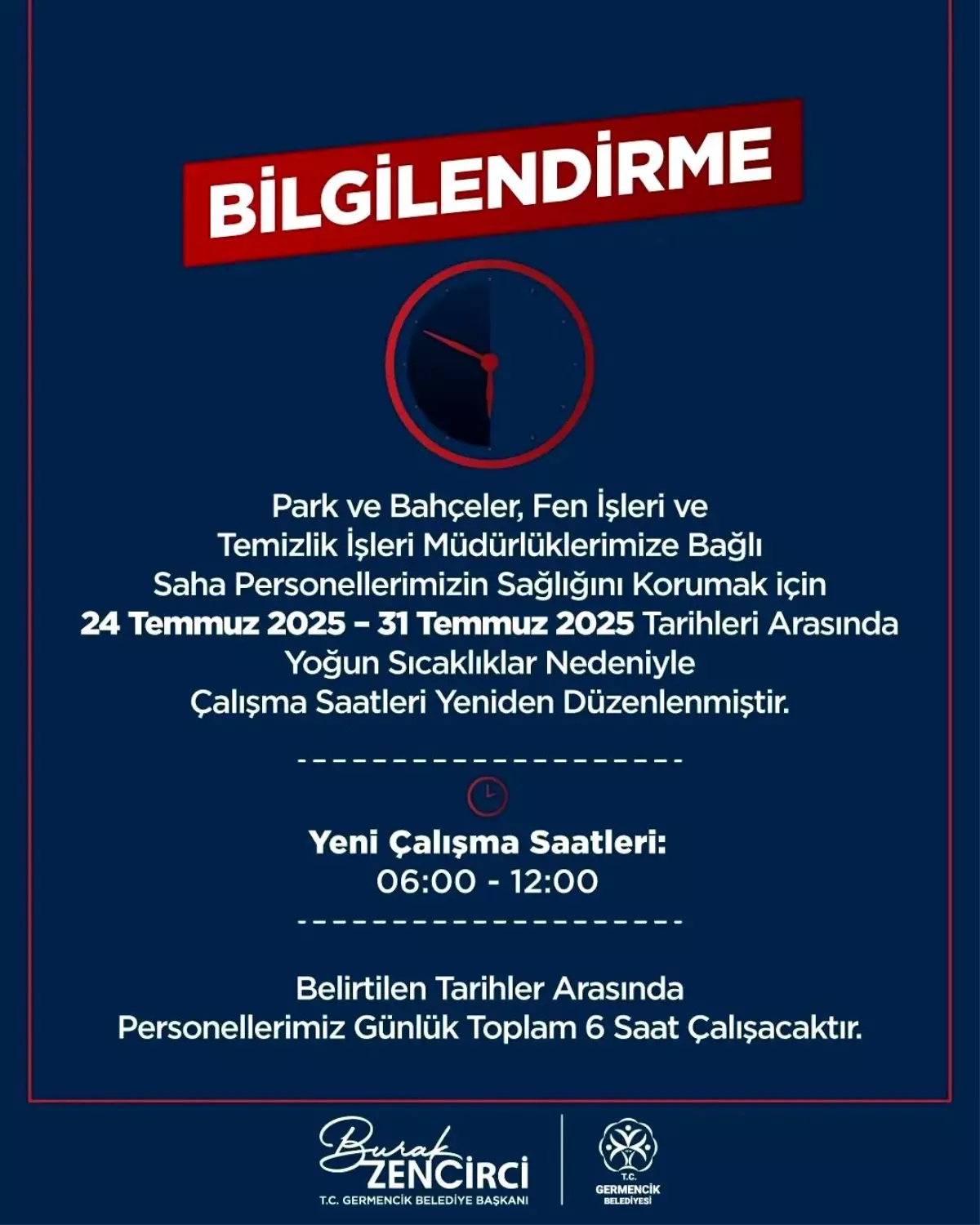 Germencik Belediyesi\'nden Sıcak Havalara Özel Mesai Düzeni