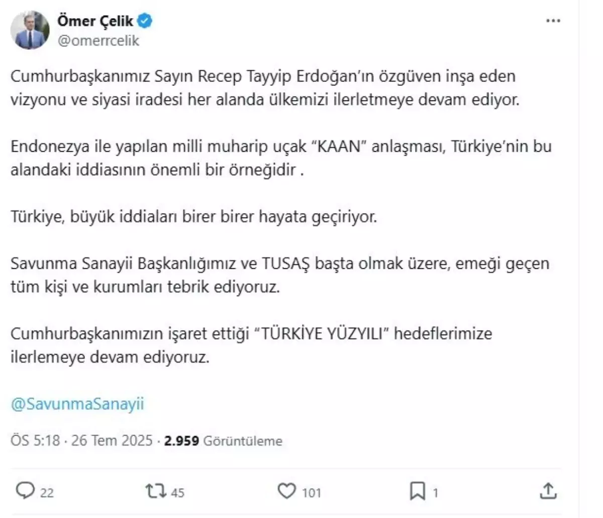 AK Parti Sözcüsü Çelik: \'KAAN anlaşması Türkiye\'nin iddiasının önemli bir örneği\'