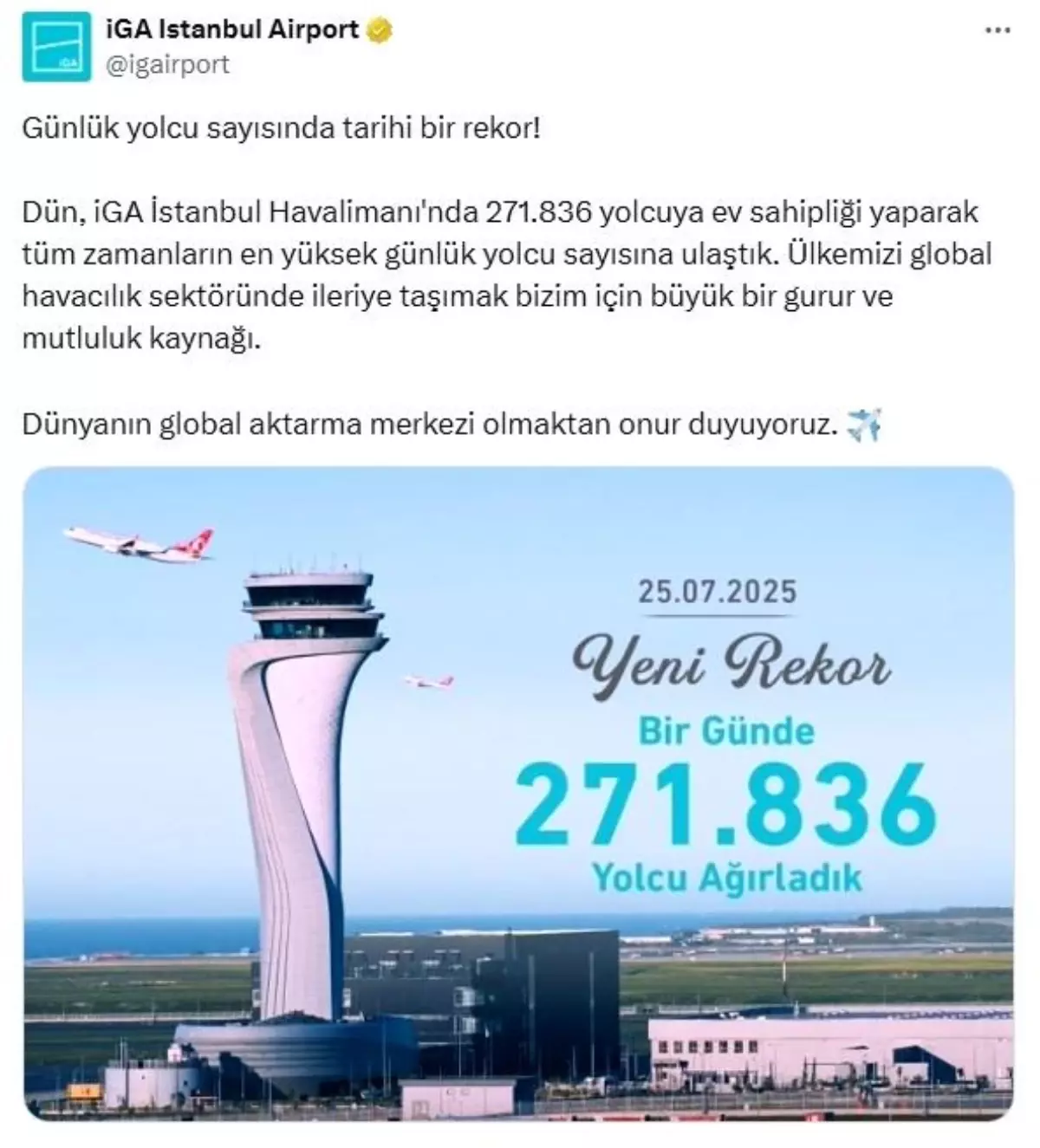 İstanbul Havalimanı\'nda Yeni Rekor