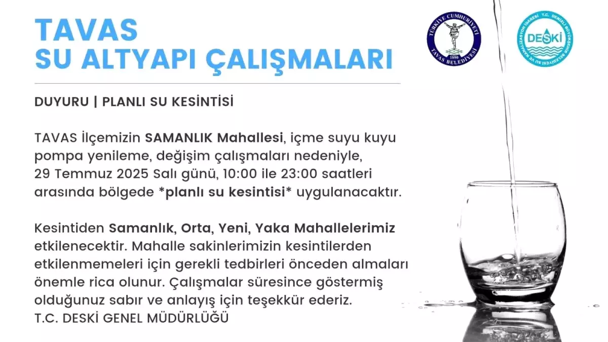 Tavas\'ta Su Kesintisi Uyarısı