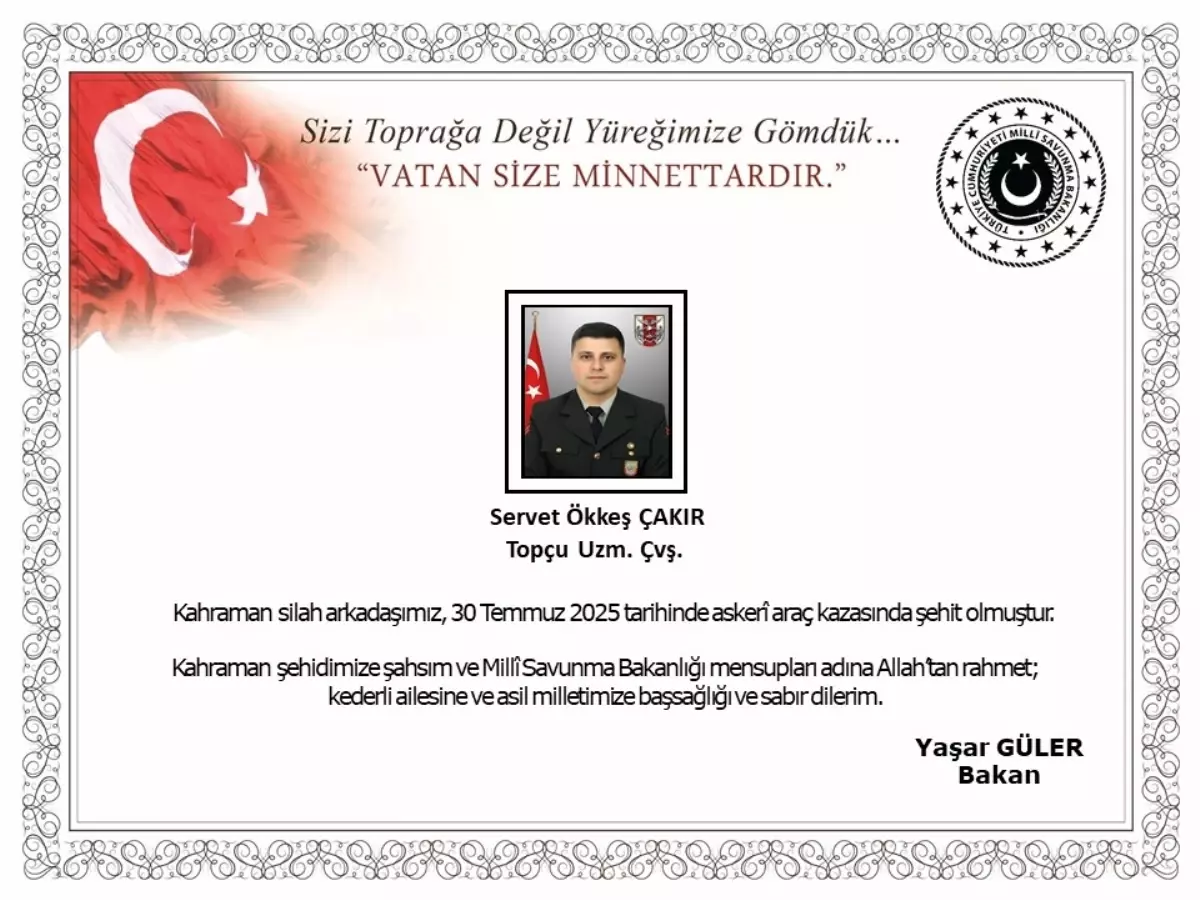 Edirne\'de askeri araç kazasında şehit olan asker için taziye mesajları