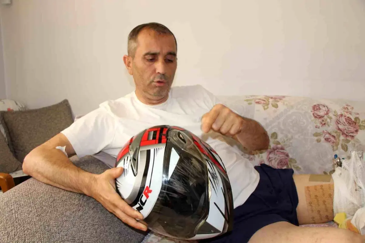 Kask sayesinde hayatta kaldı