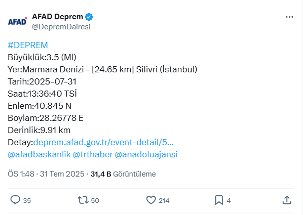 İstanbul'da korkutan deprem