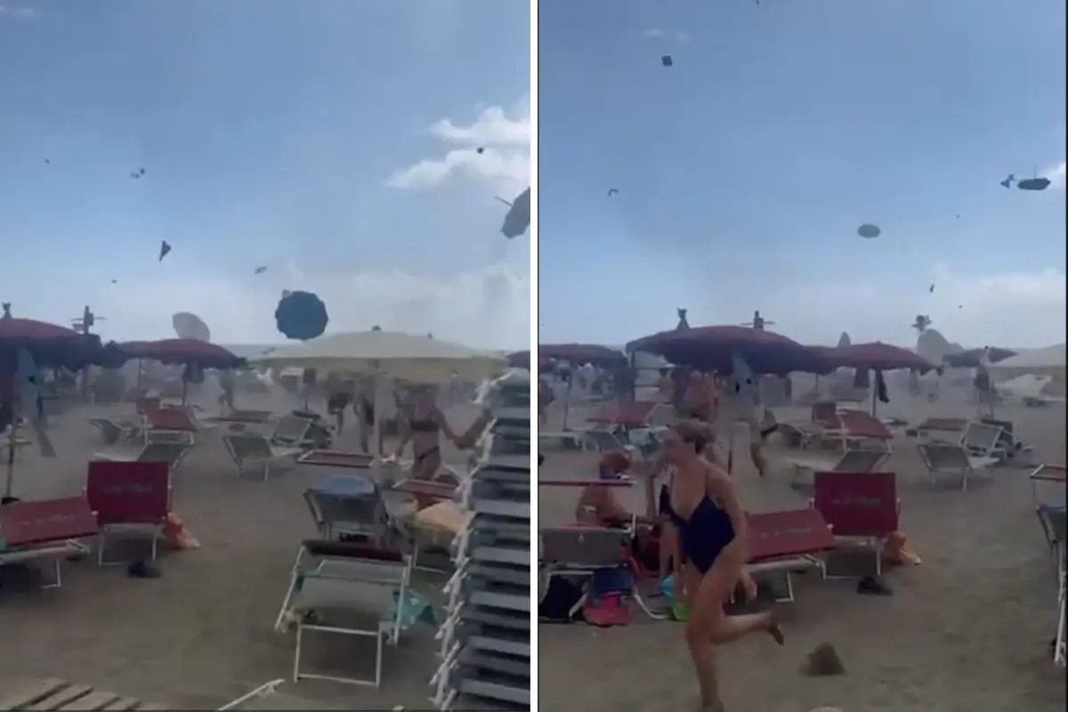 Hortum, plajı savaş alanına çevirdi: Turist canını zor kurtardı