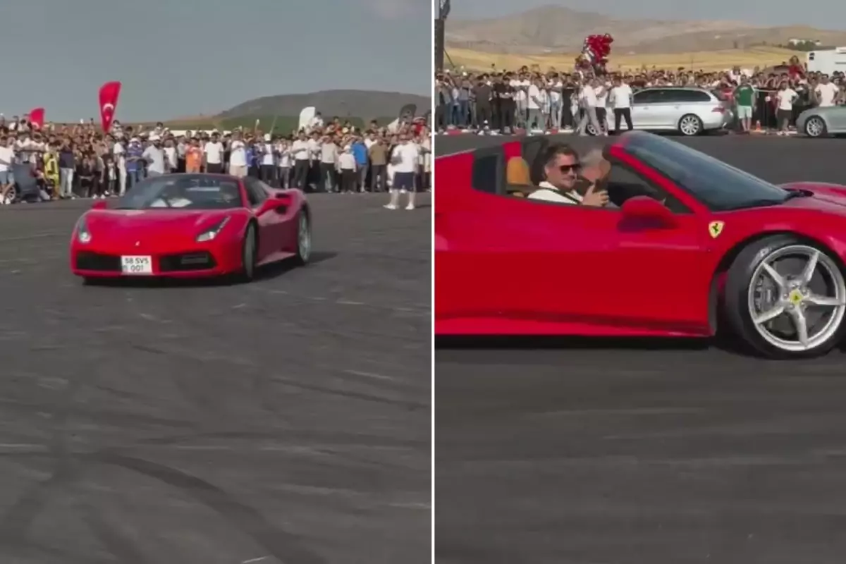 Sivas Belediye Başkanı Uzun, Ferrari\'yle drift gösterisi yaptı