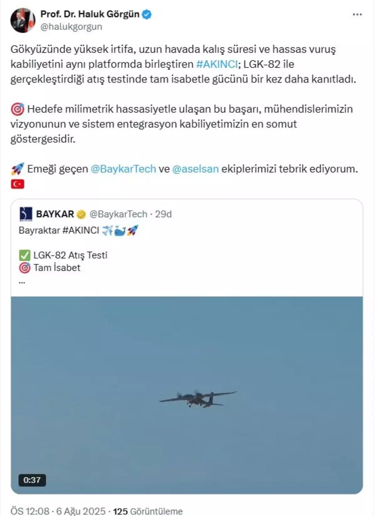 AKINCI\'nın Test Başarısı