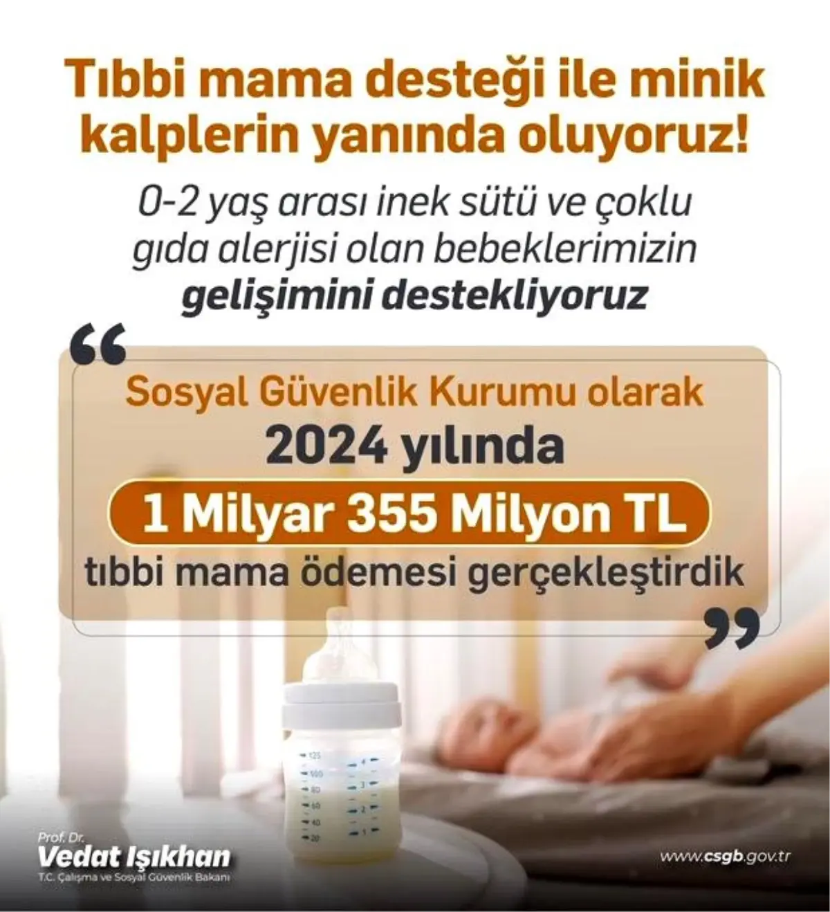 Bakan Işıkhan\'dan Tıbbi Mama Desteği