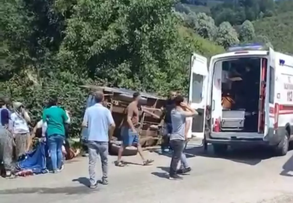 Düzce’de Fındık İşçilerini Taşıyan Römork Devrildi