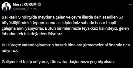 Balıkesir'de 6.1 büyüklüğünde deprem! İstanbul dahil birçok ilde hissedildi