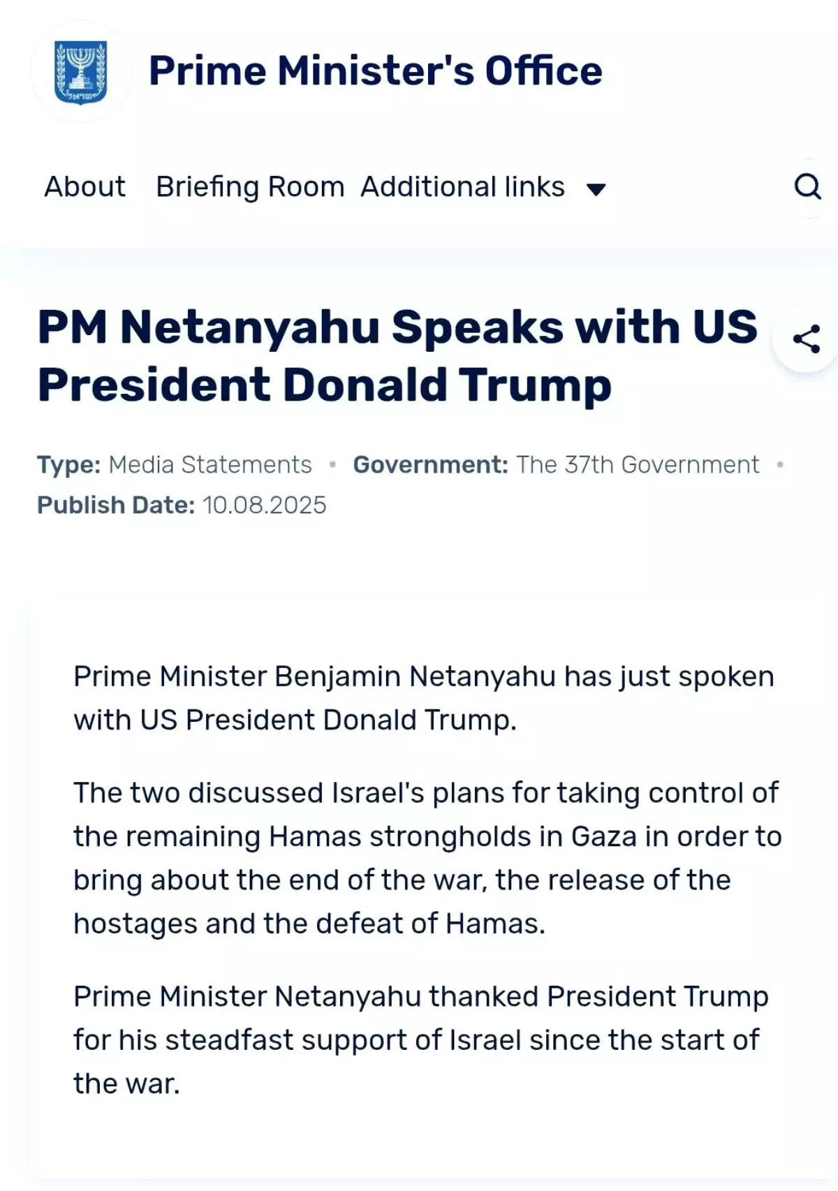 Netanyahu\'dan Trump\'a Teşekkür