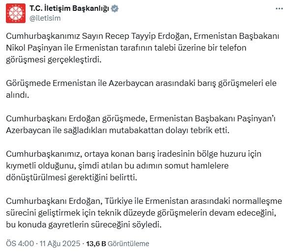 Kabine öncesi Erdoğan'dan sürpriz görüşme! Talep Ermenistan'dan geldi