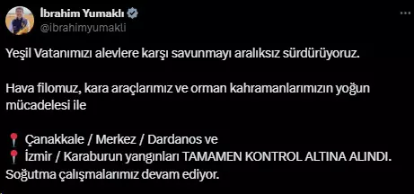 Çanakkale'deki yangın büyük ölçüde kontrol altına alındı, geriye bu manzara kaldı