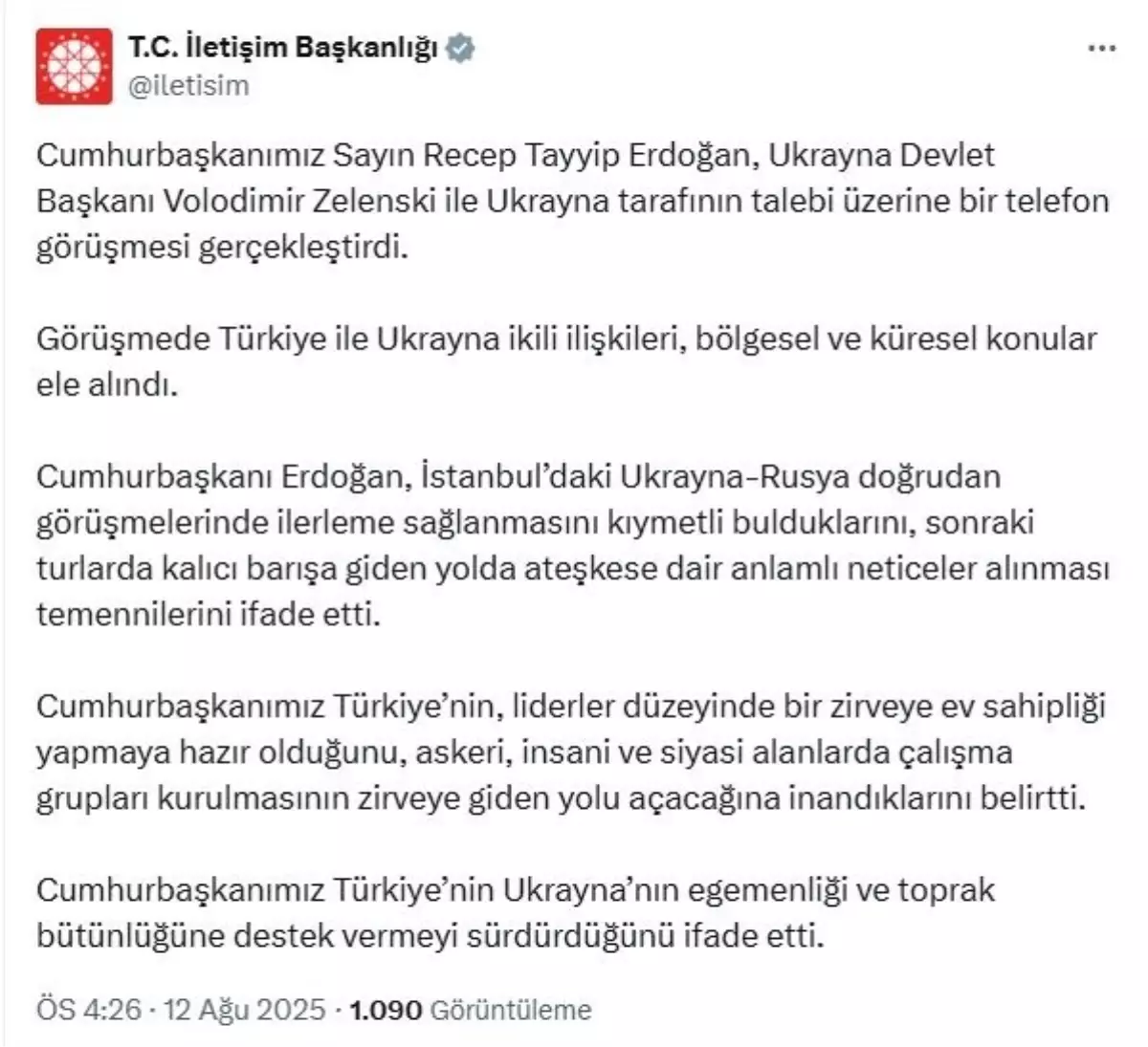 Cumhurbaşkanı Erdoğan, Ukrayna Devlet Başkanı Zelenski ile görüştü