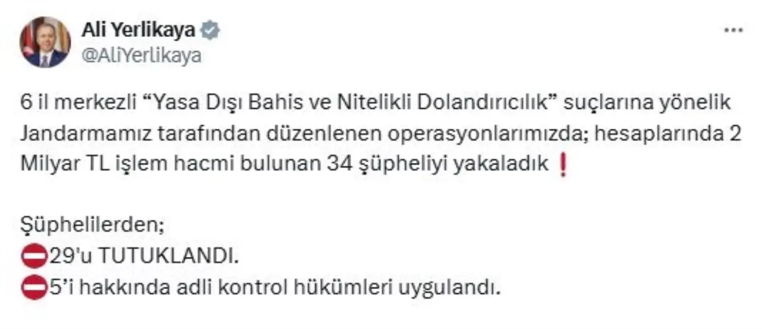 Yasa Dışı Bahis Operasyonu: 34 Şüpheli Yakalandı