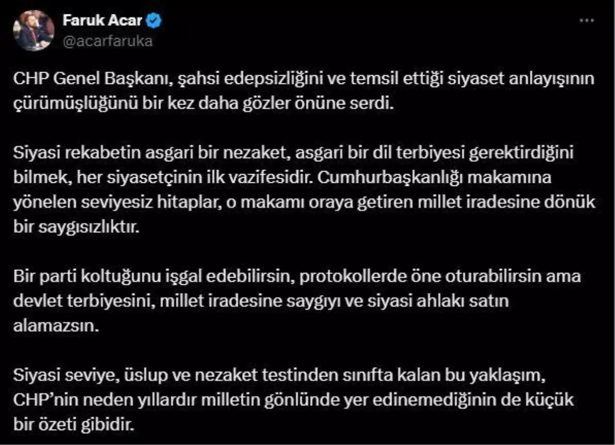 Acar\'dan CHP\'ye Sert Eleştiriler