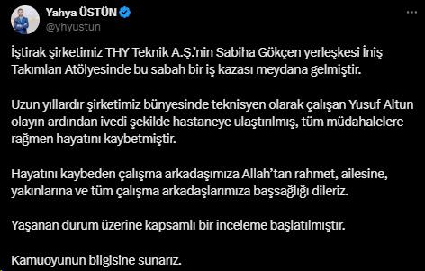 THY çalışanı iş kazasında hayatını kaybetti