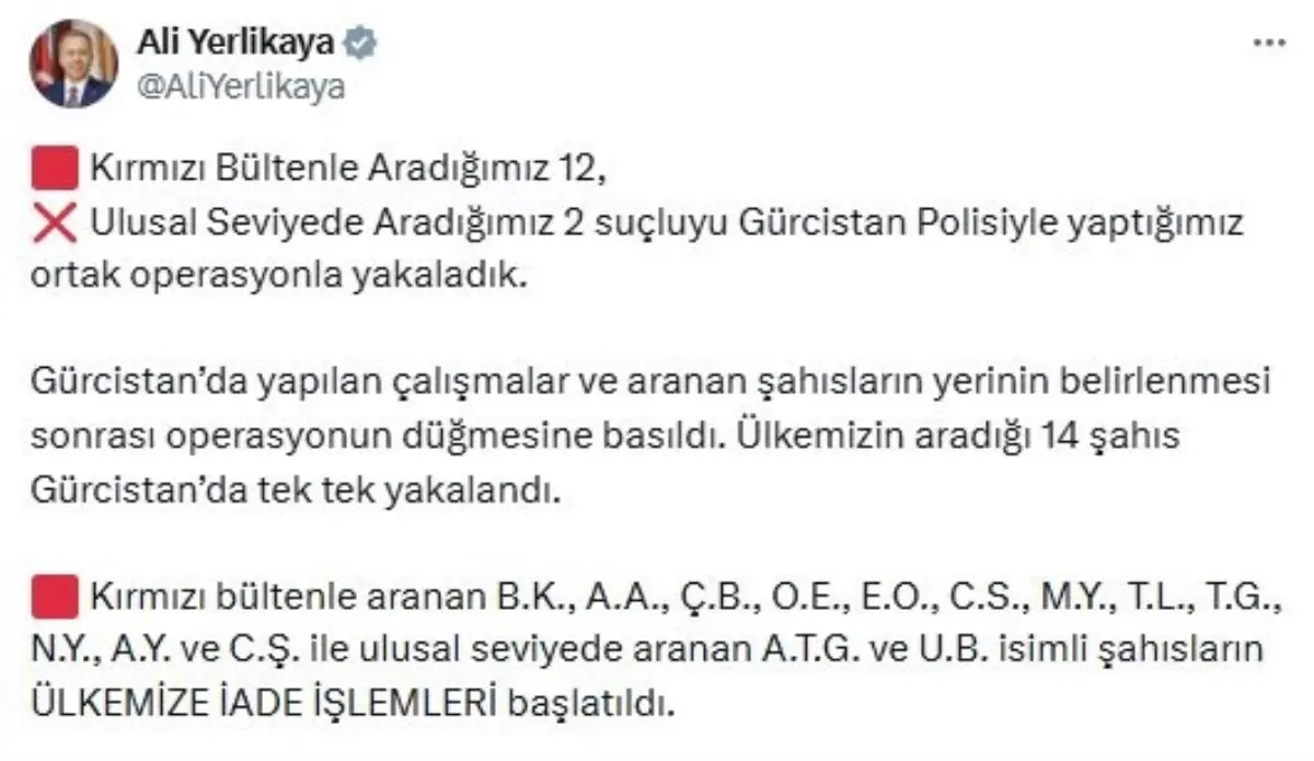 14 Suçlu Gürcistan\'da Yakalandı