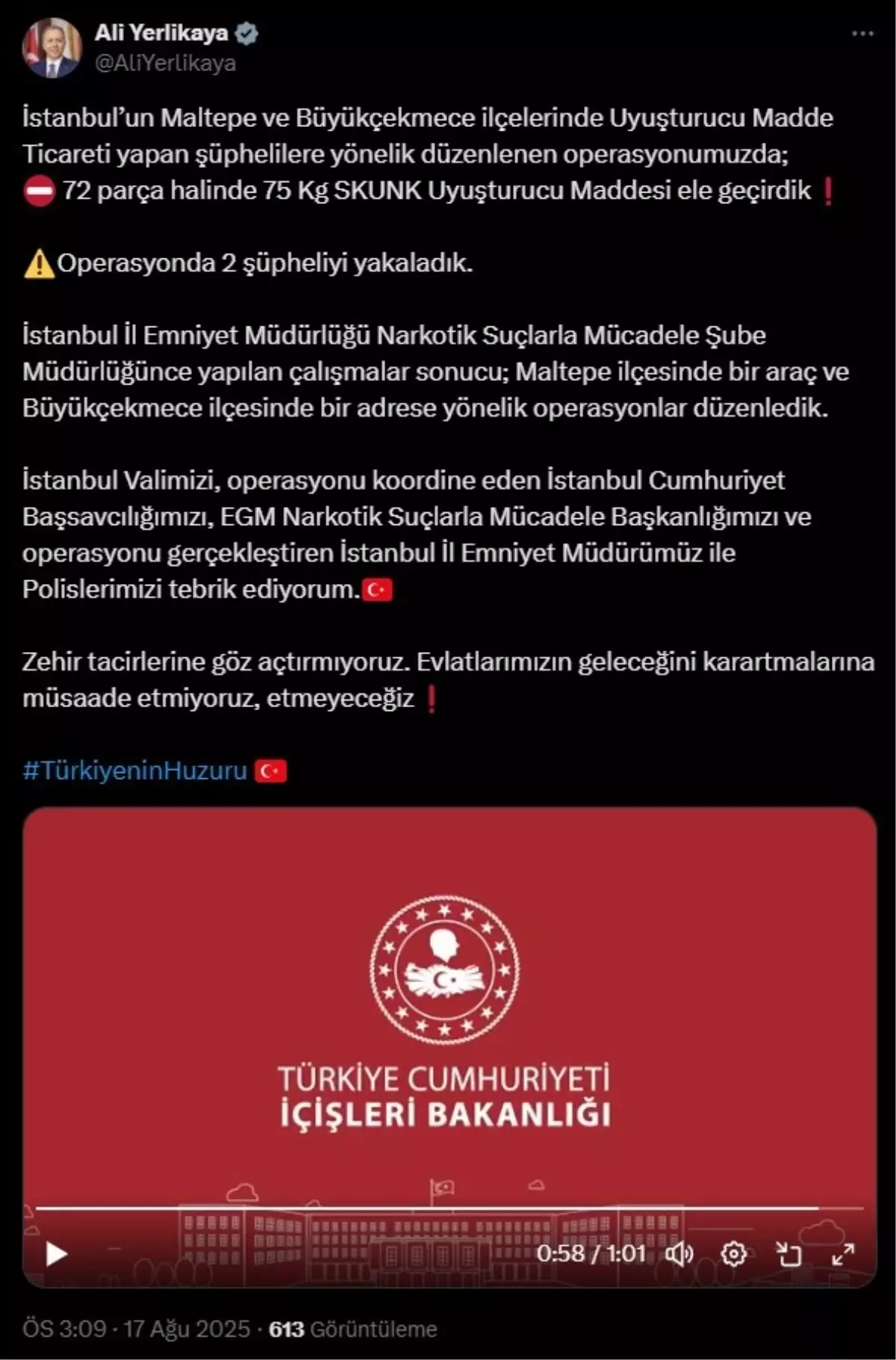 İstanbul\'da 75 kg Skunk Uyuşturucu Ele Geçirildi