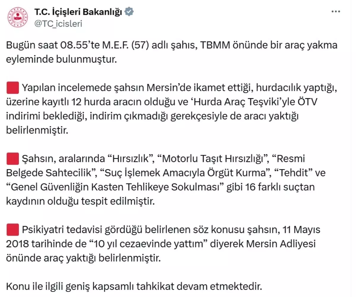 ÖTV İndirimi Olmayınca Aracını Yaktı