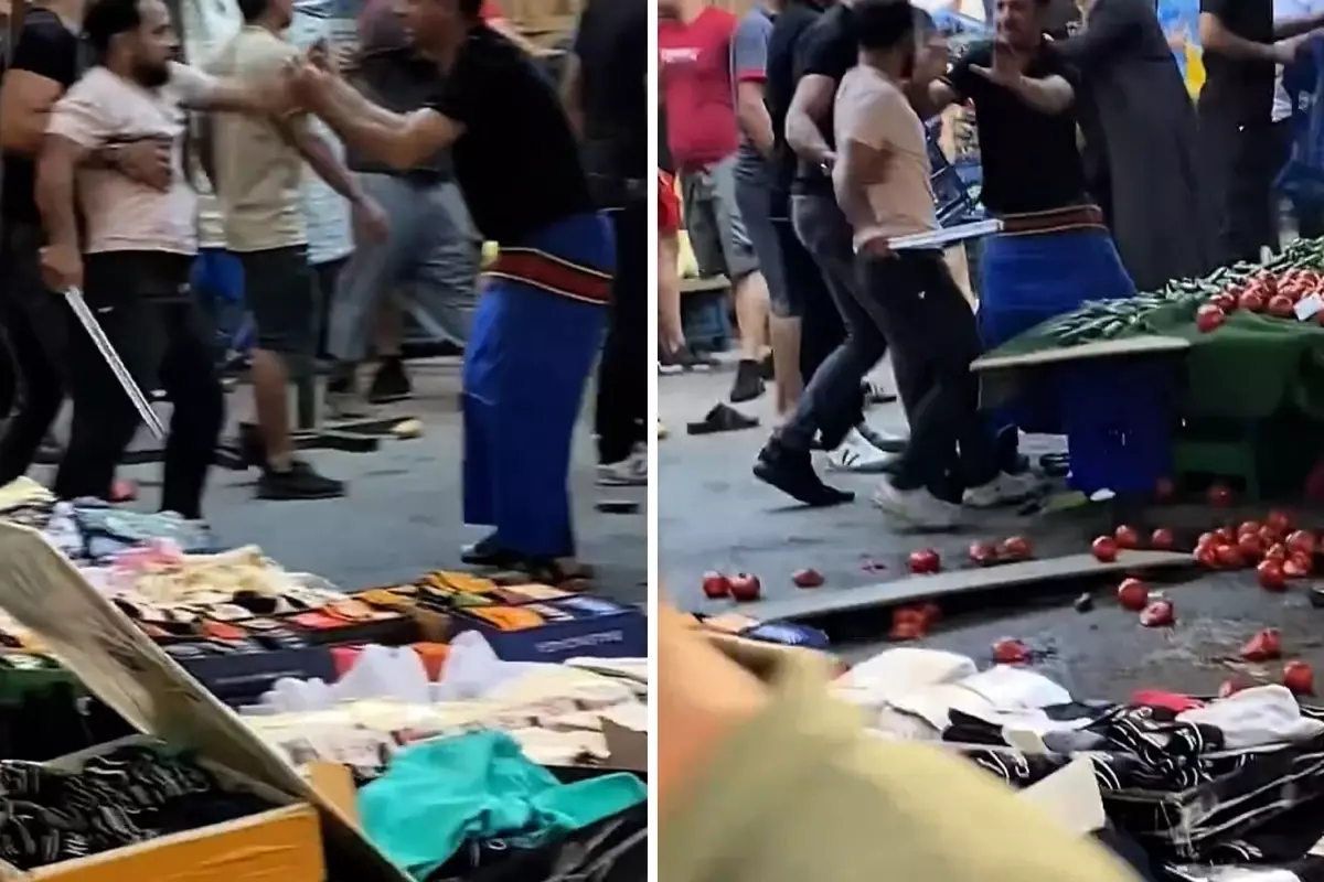 Pazarcılar arasında döner bıçaklı \'poşet\' kavgası: 1 polis yaralandı