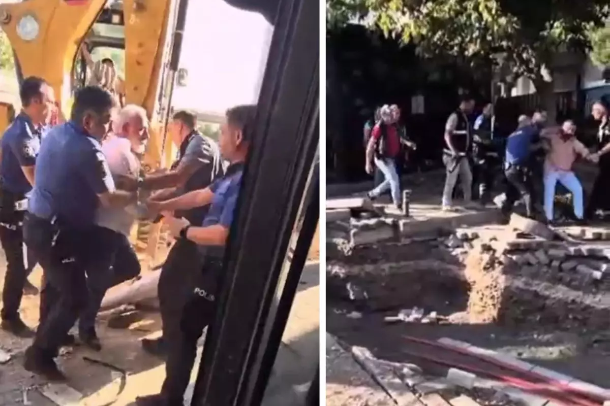 Bursa\'da kafeterya yıkımında ortalık karıştı: 1 polis yaralı, 3 gözaltı