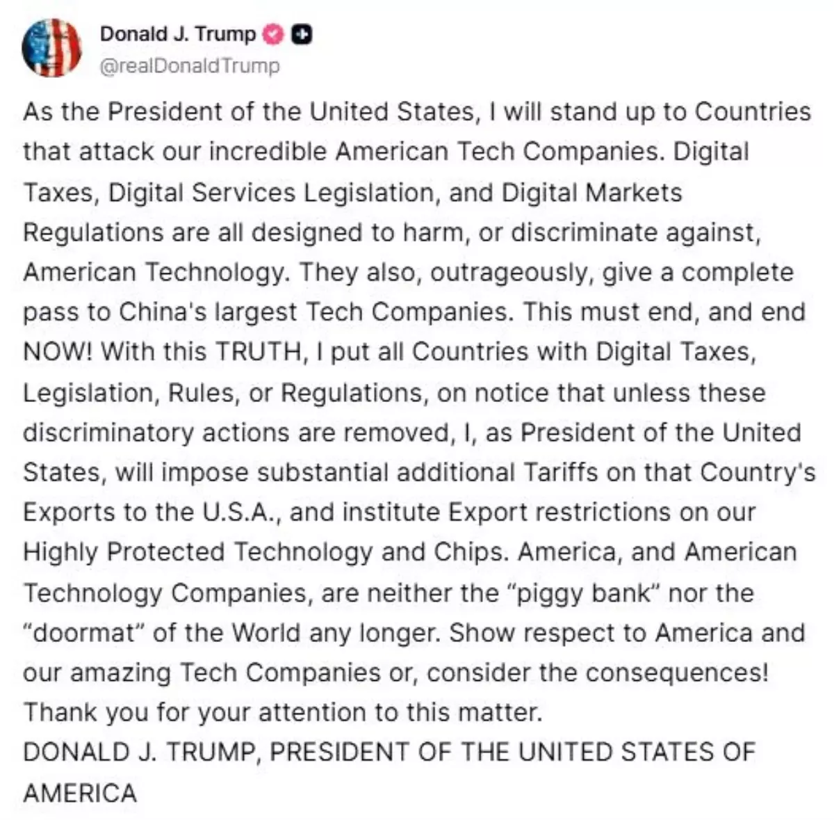 Trump\'tan Ek Gümrük Vergisi Açıklaması