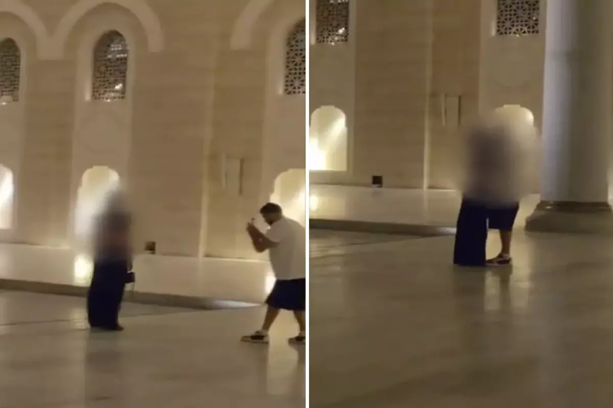 Büyük Çamlıca Camii\'nde tartışma yaratan görüntü: Burada iki kişi öpüşüyor