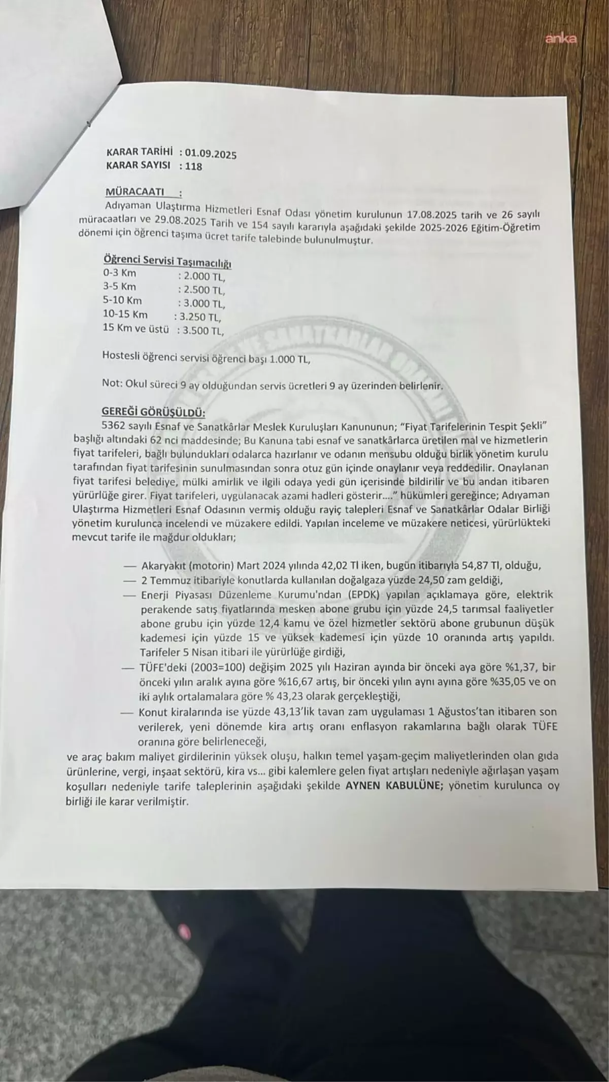 Adıyaman\'da Öğrenci Servis Ücretleri Belgelendi