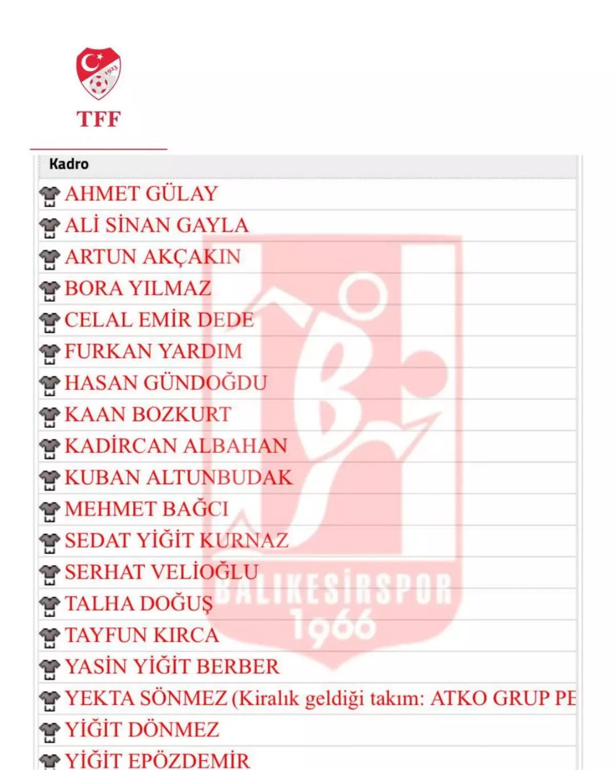 Balıkesirspor\'un Transfer Yasağı Çözüldü