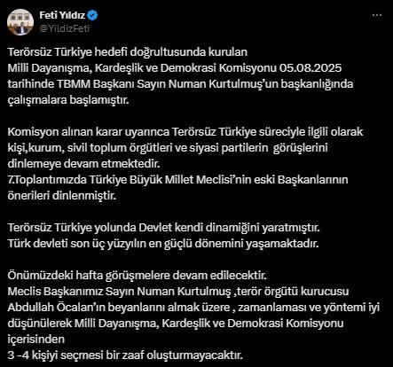 MHP'li Feti Yıldız'dan Kurtulmuş'a çağrı: Komisyon, Öcalan'ın beyanlarını dinleyebilir