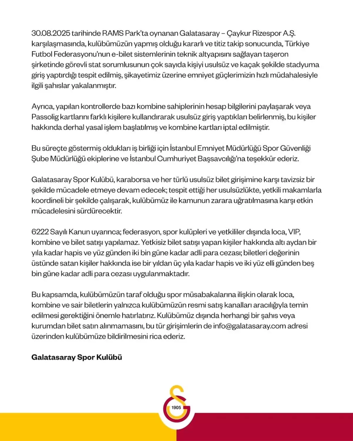 Galatasaray\'dan Usulsüz Girişlere Sert Tepki