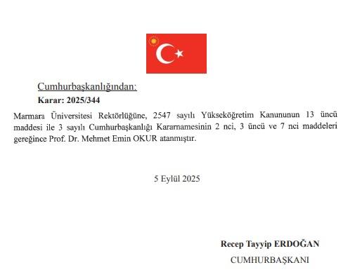 Marmara Üniversitesi'nin yeni rektörü Mehmet Emin Okur oldu