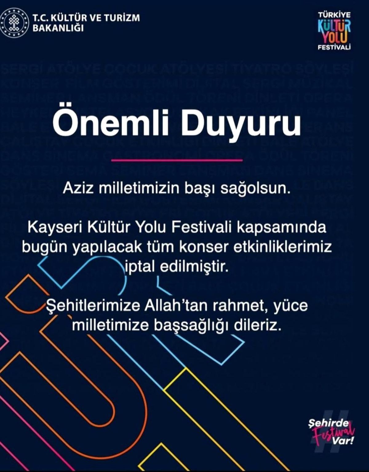 Kayseri Festivali\'nde Konserler İptal