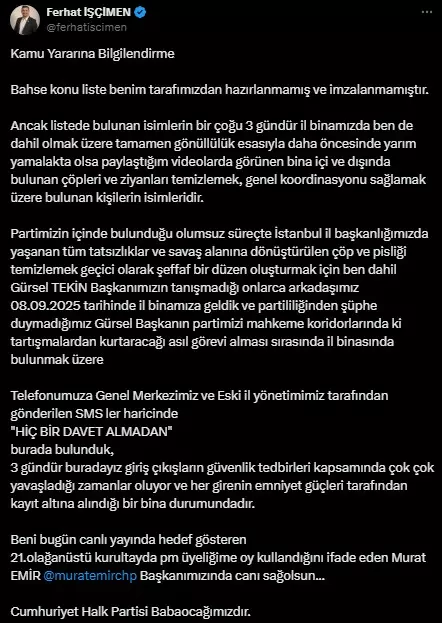 Gürsel Tekin'in hazırladığı 'izin' listesi için kayyum heyetinden ilk açıklama