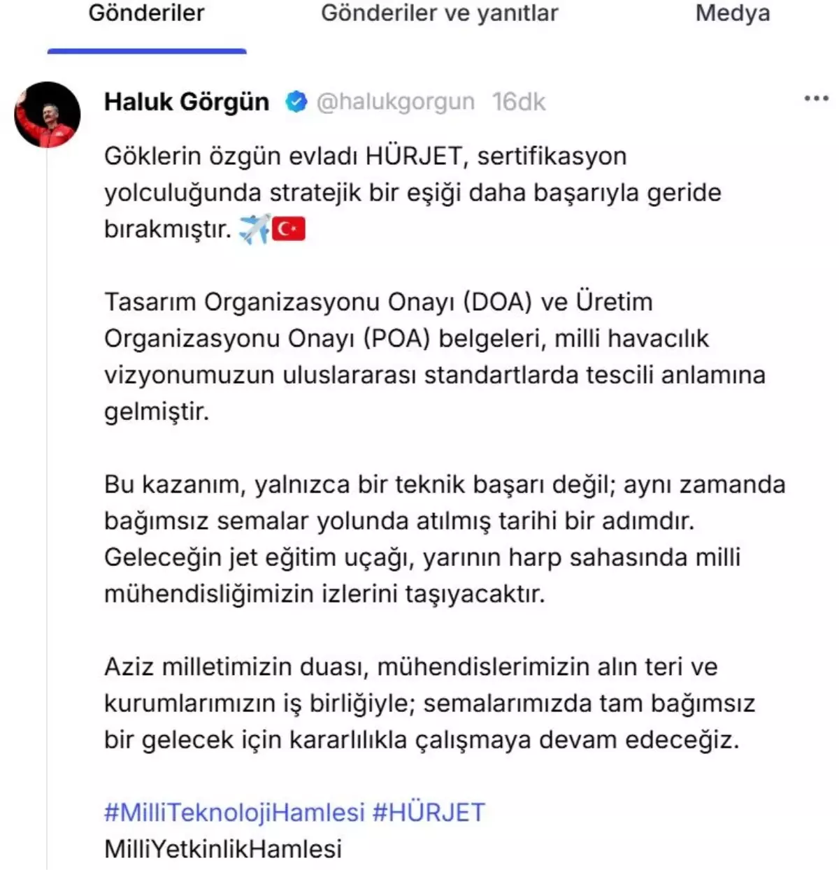 HÜRJET Onay Belgelerini Aldı