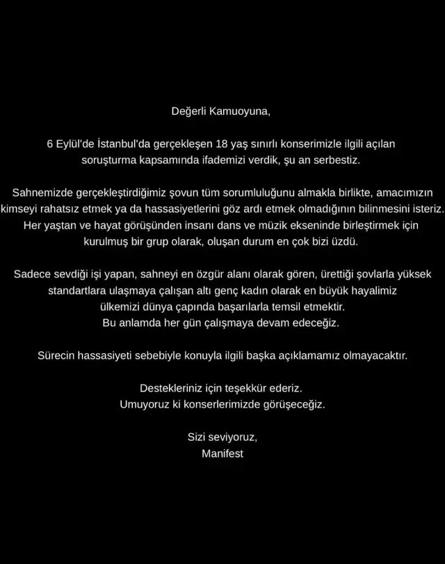 Savcılık soruşturmasının ardından Manifest'ten ilk açıklama