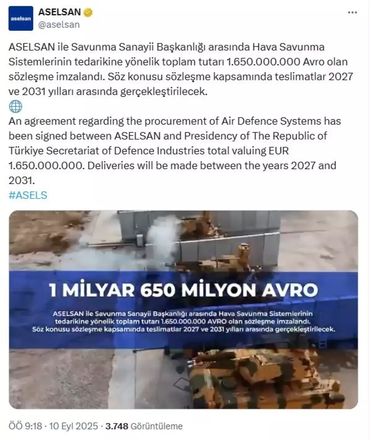 ASELSAN ve SSB\'den 1,65 Milyar Avro Sözleşme