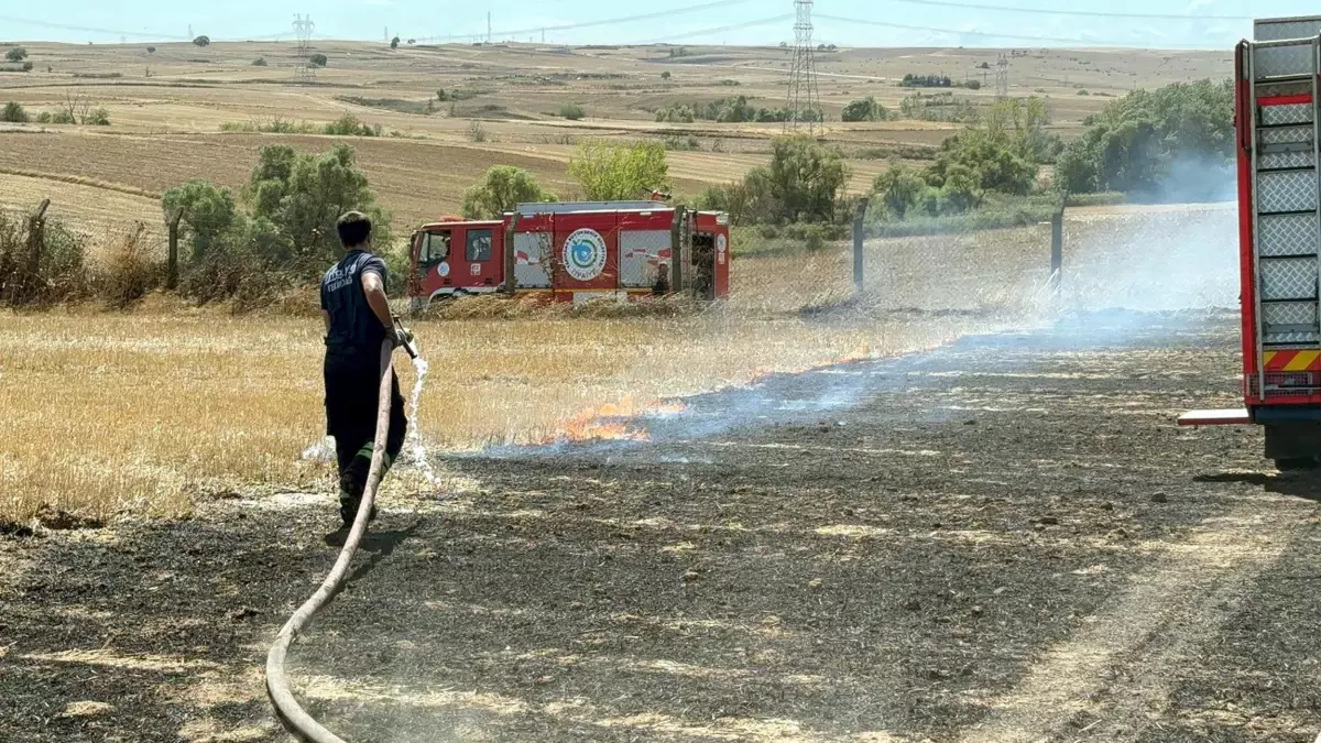 Çorlu\'da Anız Yangını Kablo Fabrikasını Tehdit Etti