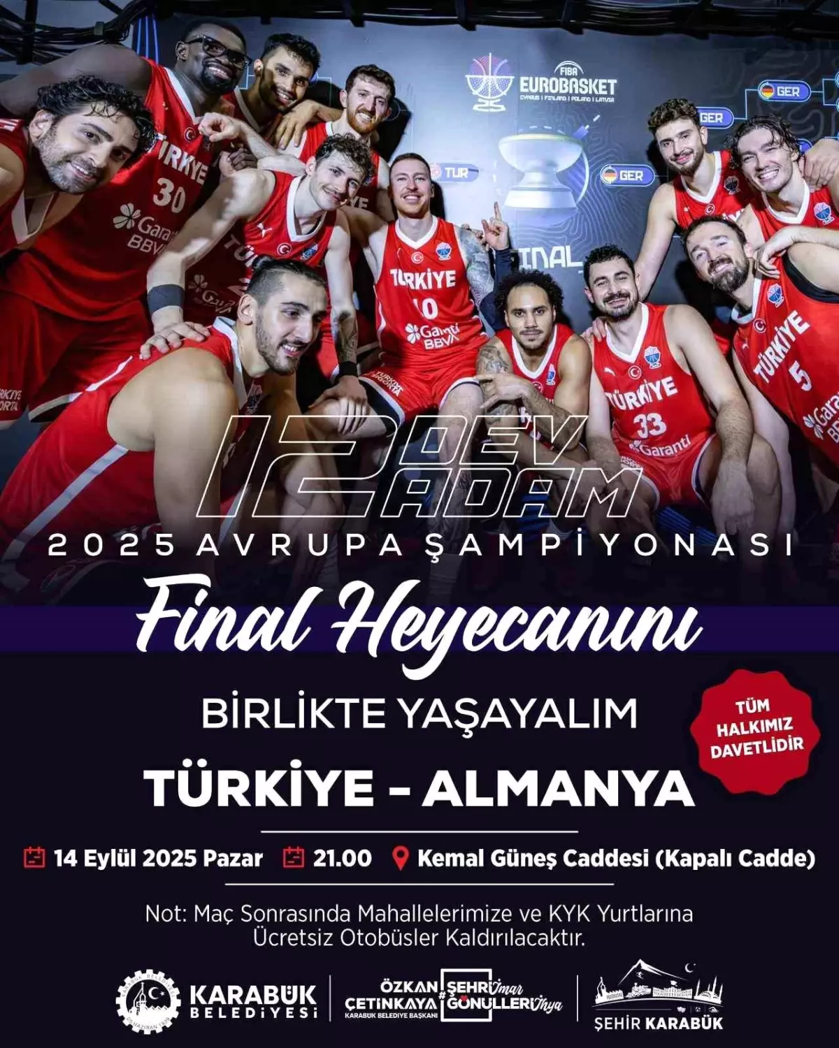 Karabük\'te EuroBasket 2025 Finali Dev Ekranda Yayınlanacak