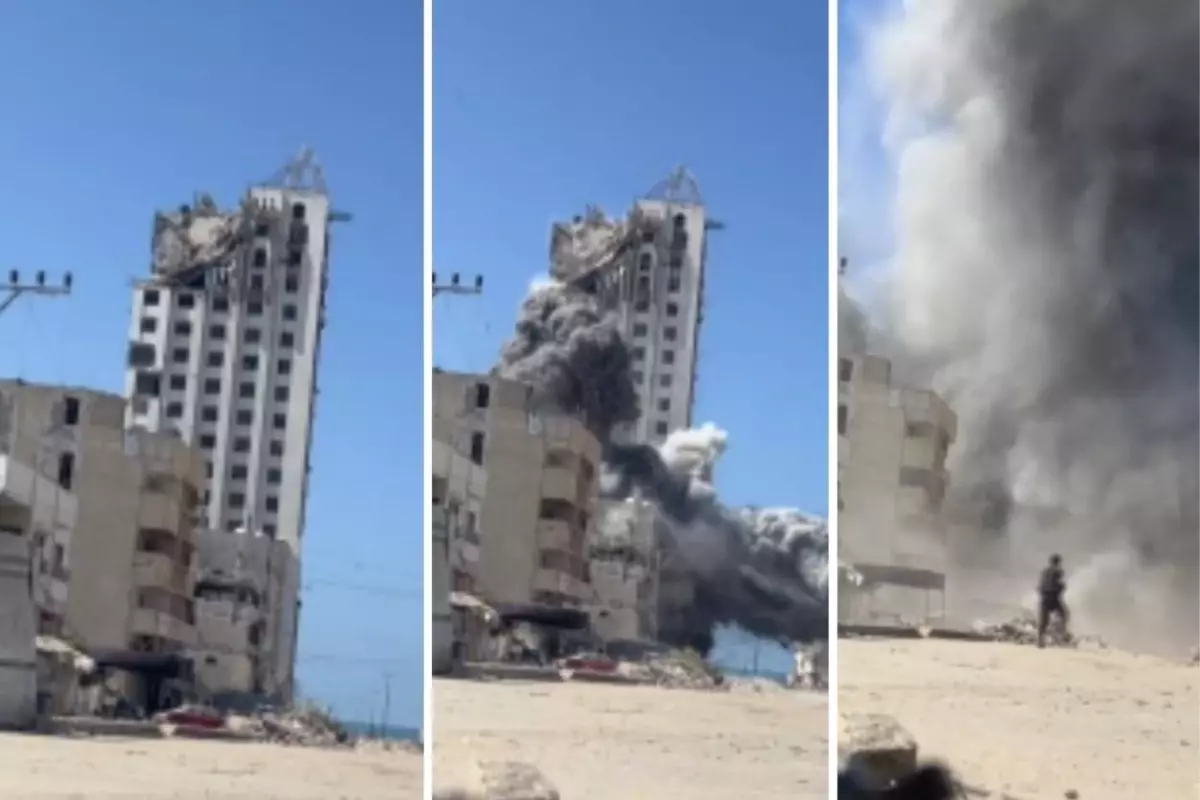 İsrail Ordusu Gazze\'deki en yüksek binayı yerle bir etti