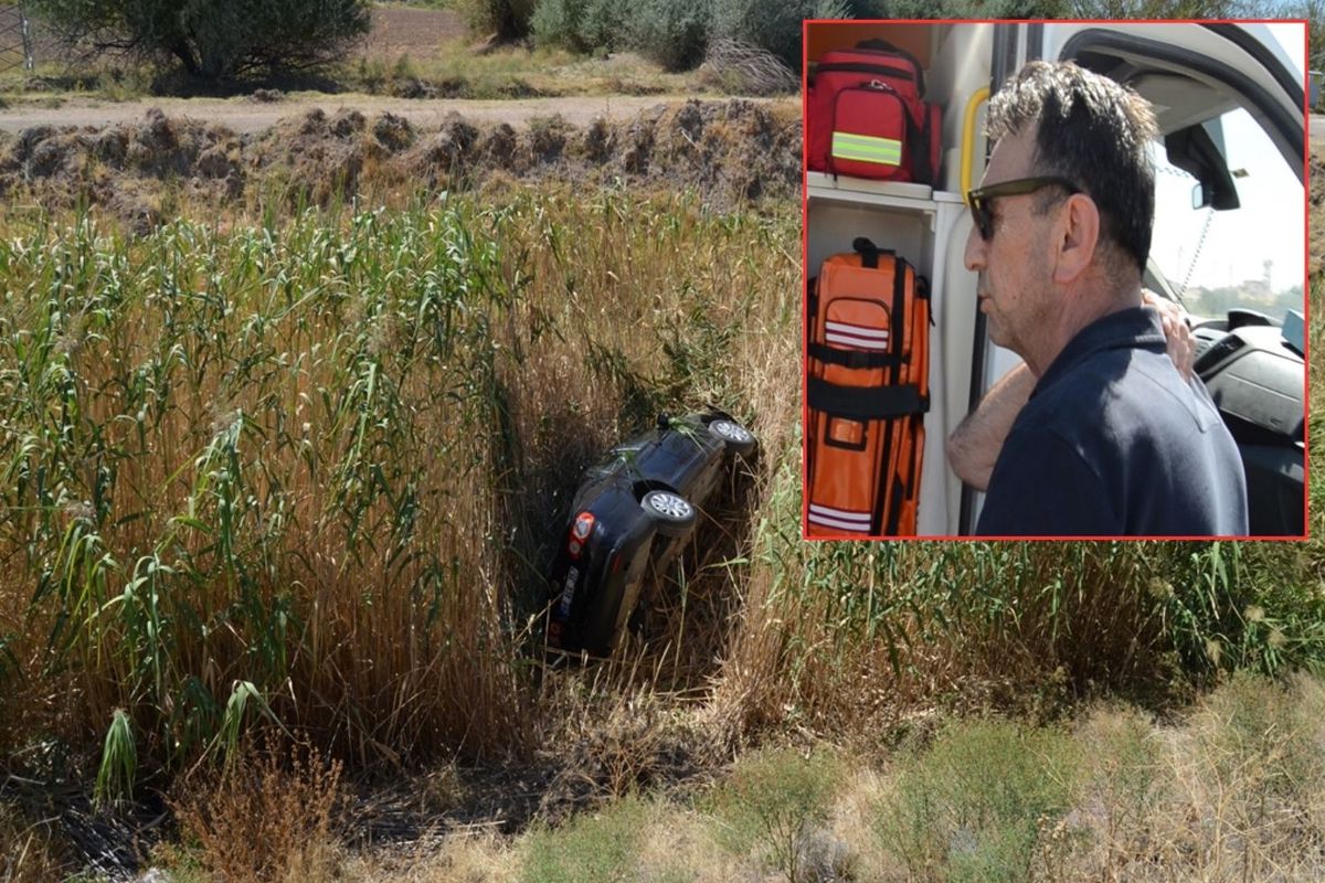 Sulama kanalına düşen otomobilin sürücüsü: Tavus kuşu gibi uçtum