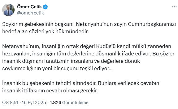 AK Parti'den Netanyahu'nun Erdoğan'a yönelik sözlerine ilk tepki