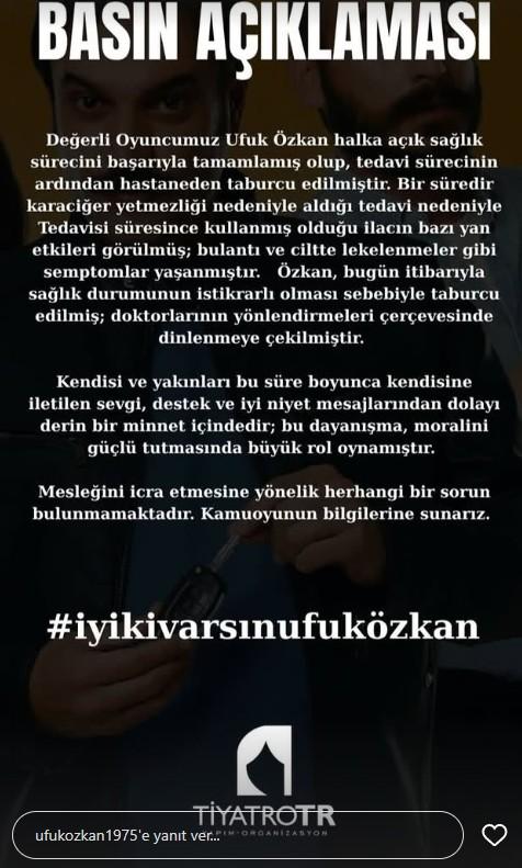 Ufuk Özkan'ın hastaneye kaldırılma nedeni belli oldu