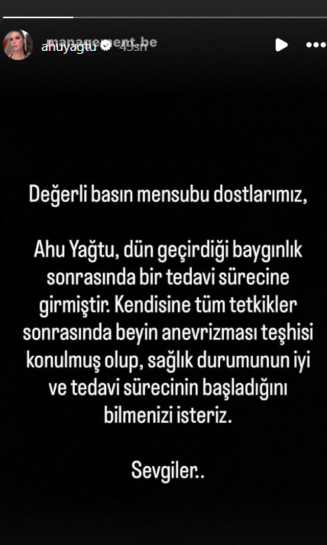 Ünlü oyuncu Ahu Yağtu apar topar hastaneye kaldırıldı